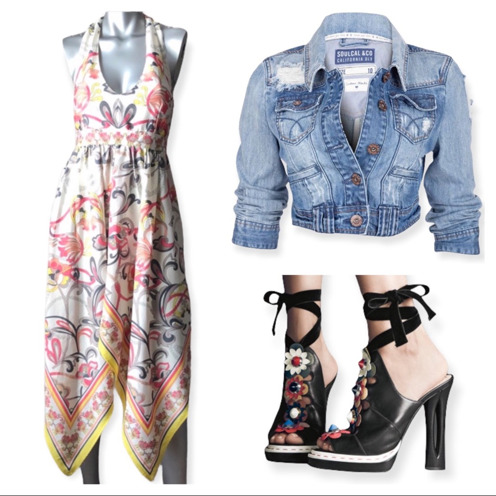 Floral Asymmetric H&M Handkerchief Midaxi Dress